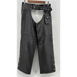 Vance Leathers Motorcycle Chaps Mens Black Adjustable Belt Snap Hem XS C 5896